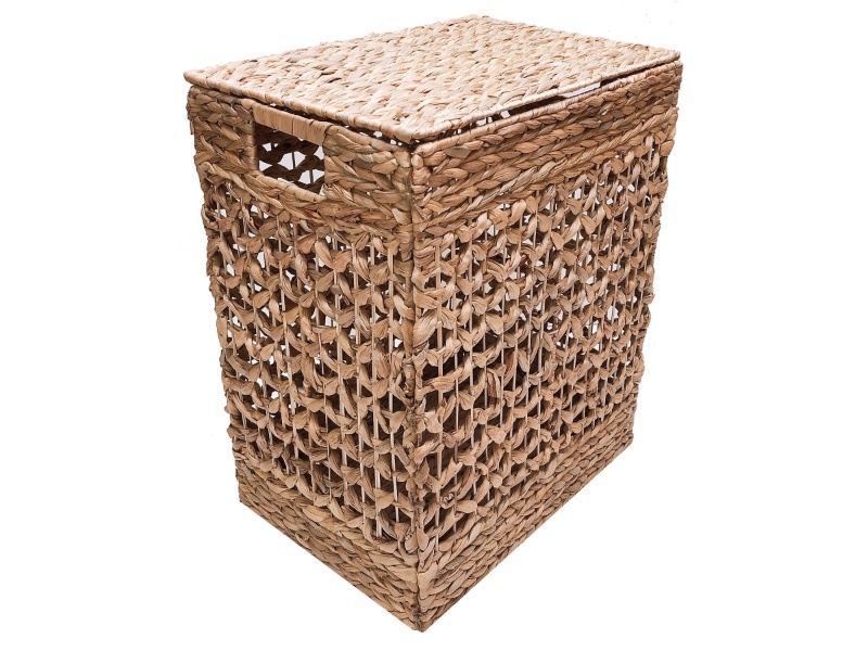 Exquisite Water Hyacinth Foldable Laundry Hamper with Lid - Eco-friendly Home Storage